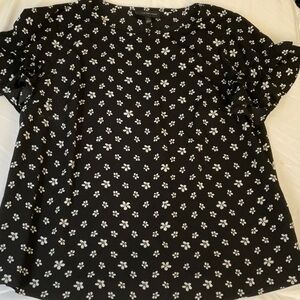 Lane Bryant Black and White Floral Blouse